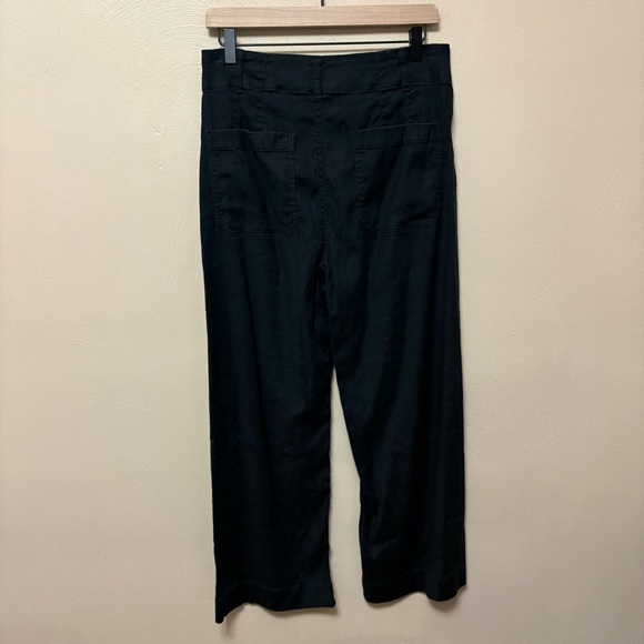 Anthropologie Maeve The Colette Cropped Linen Wide-Leg Pants Black Size 30 - Picture 7 of 11
